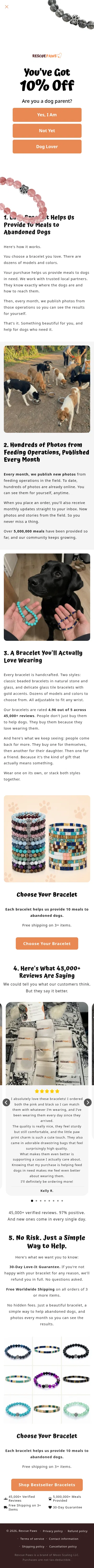 therescuepaws.com/pages/5-reasons-multi-bracelets on mobile, full screenshot