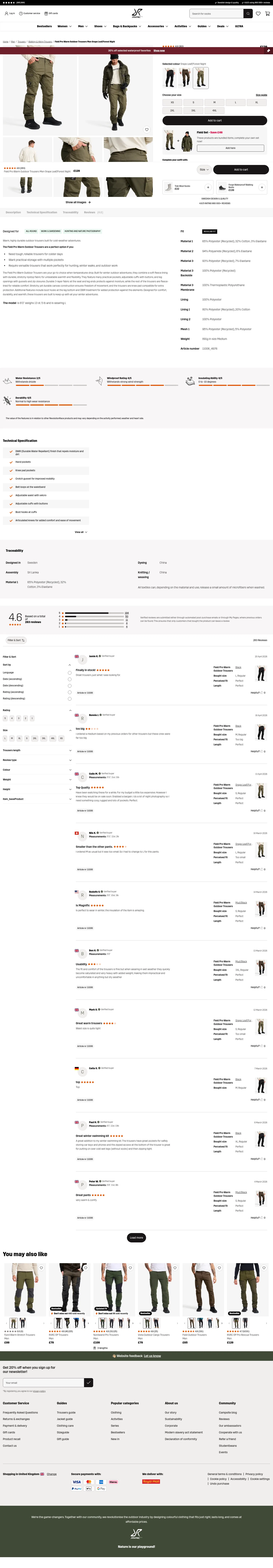 revolutionrace.co.uk/men/trousers/walking-hiking-trousers/field-pro-warm-outdoor-pants-men on desktop, full screenshot
