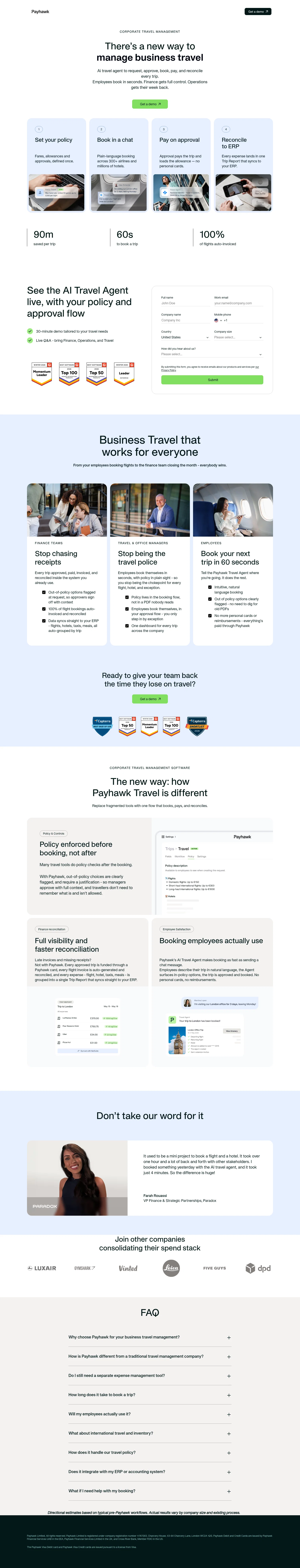Payhawk landing page