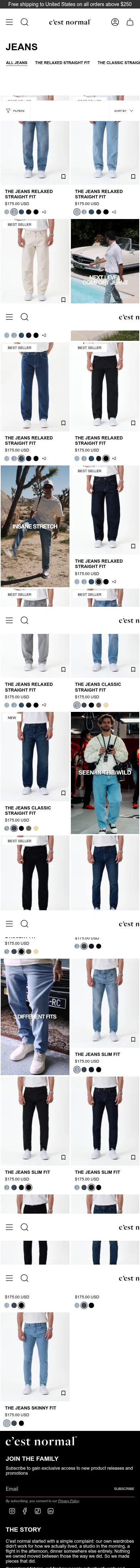 cestnormal.com/collections/jeans on mobile, full screenshot