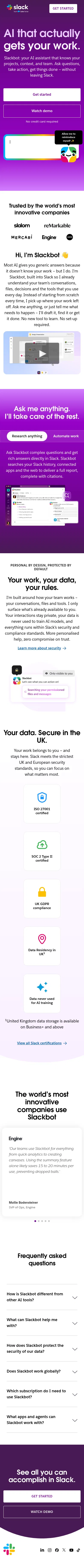 slack.com/intl/en-gb/lp/slackbot on mobile, full screenshot