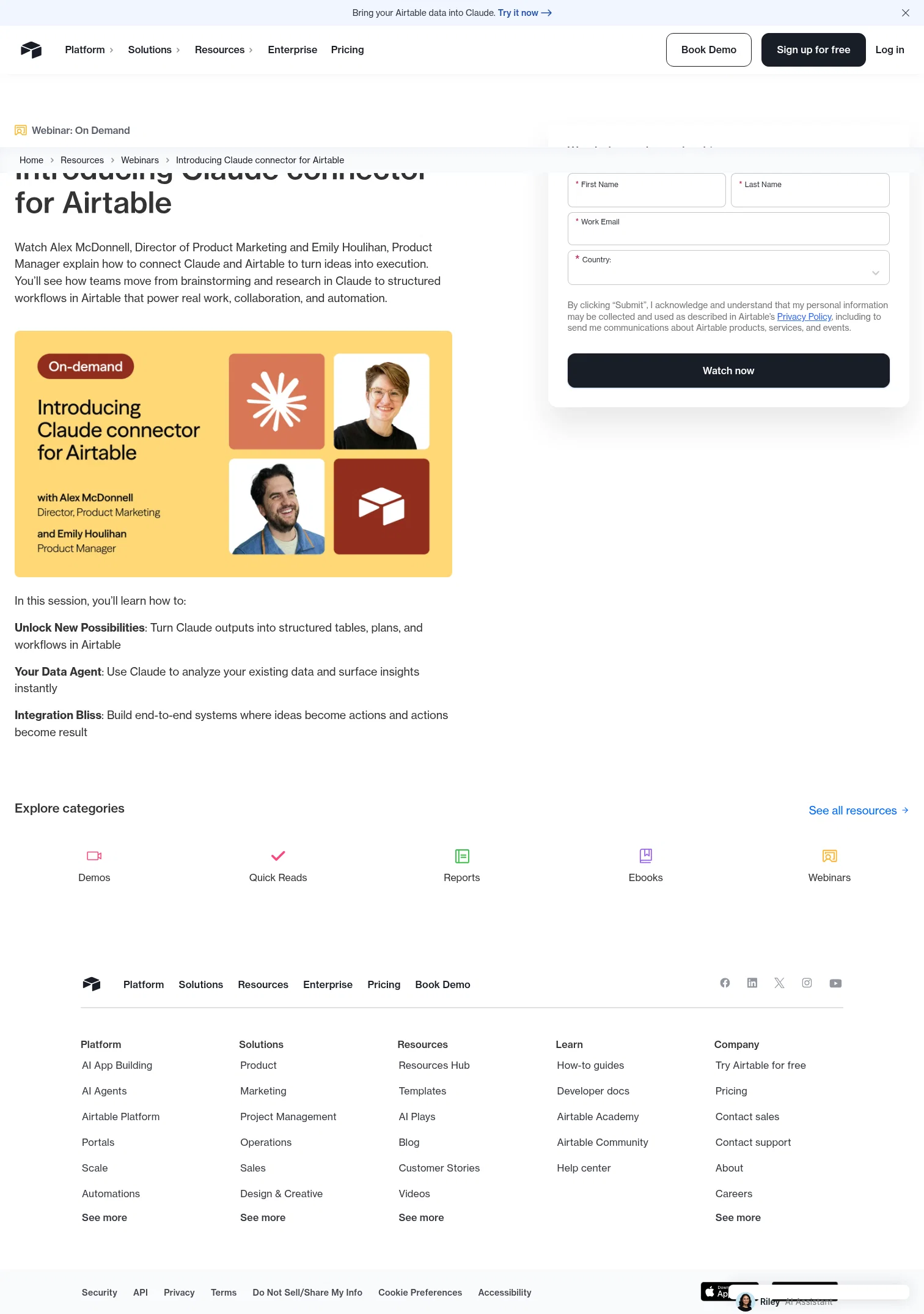 Airtable landing page
