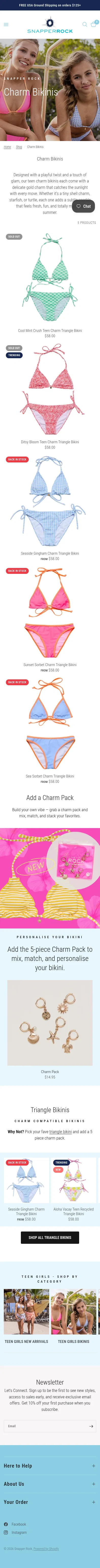 snapperrock.com/collections/charm-bikinis on mobile, full screenshot