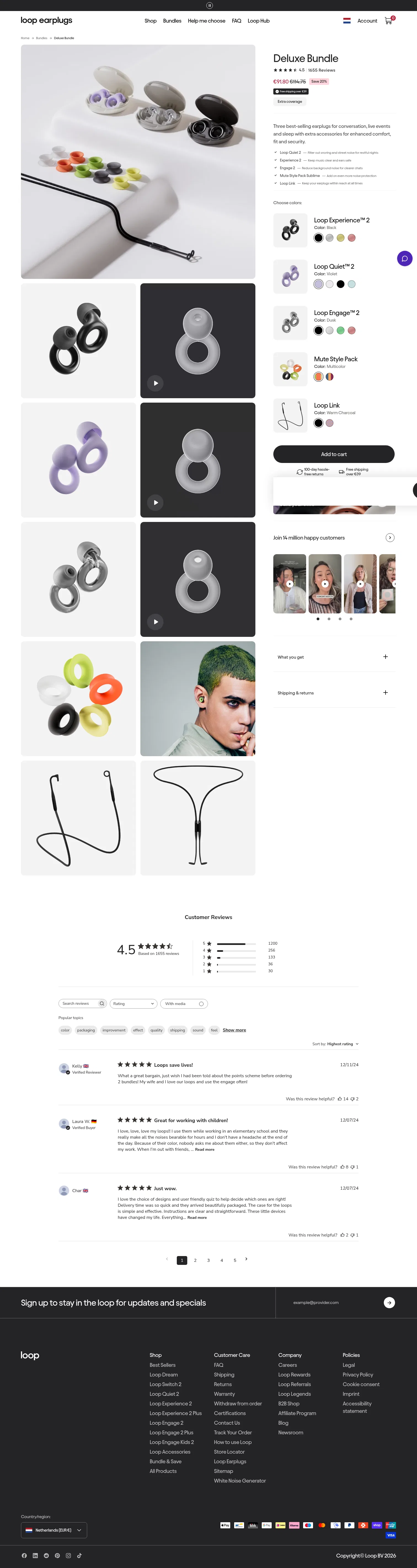 loopearplugs.com/products/deluxe-bundle on desktop, full screenshot