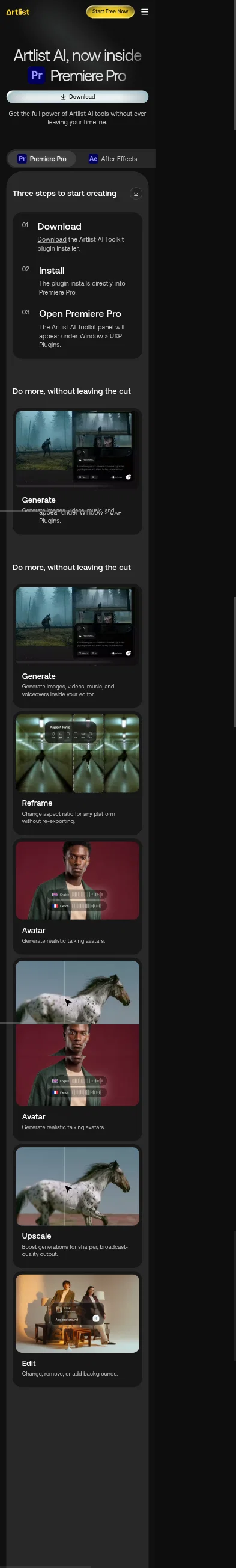artlist.io/plugins on mobile