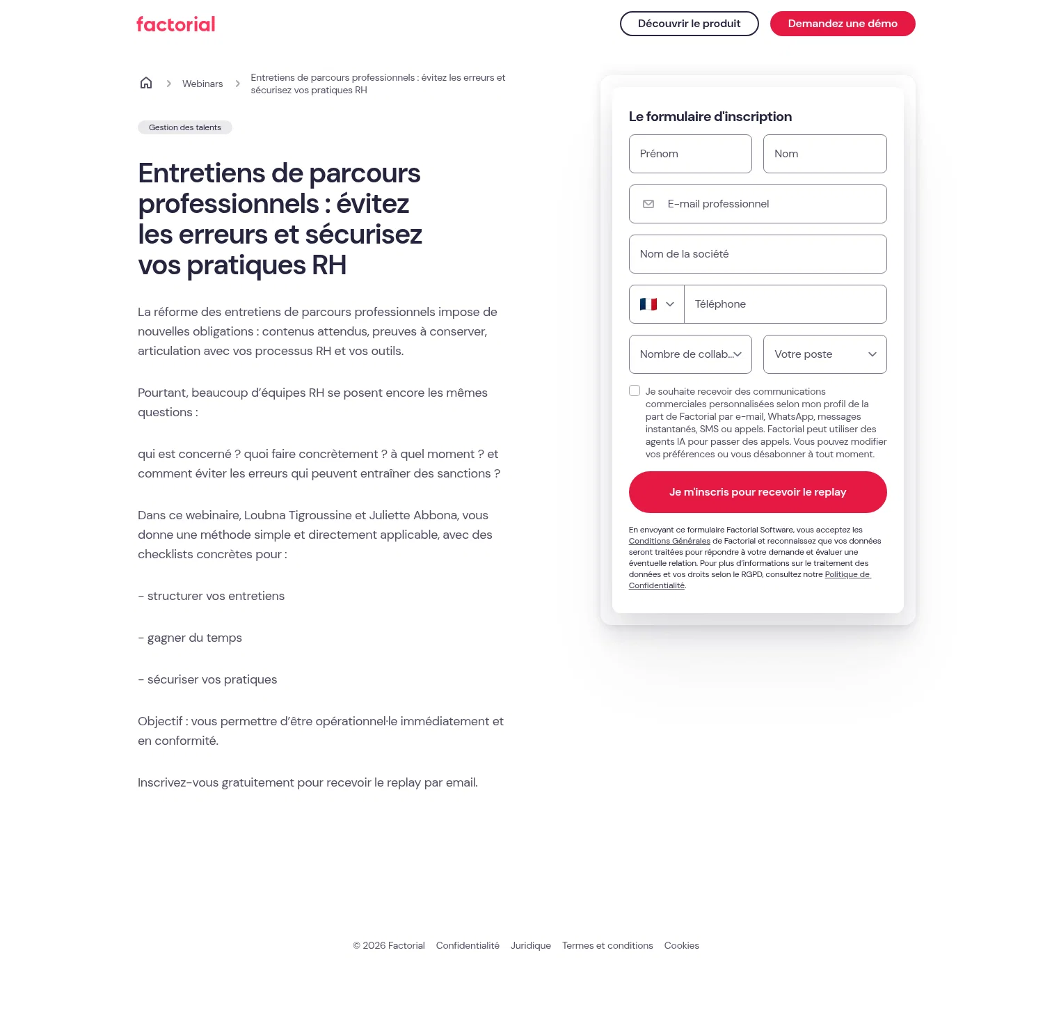 Factorial landing page