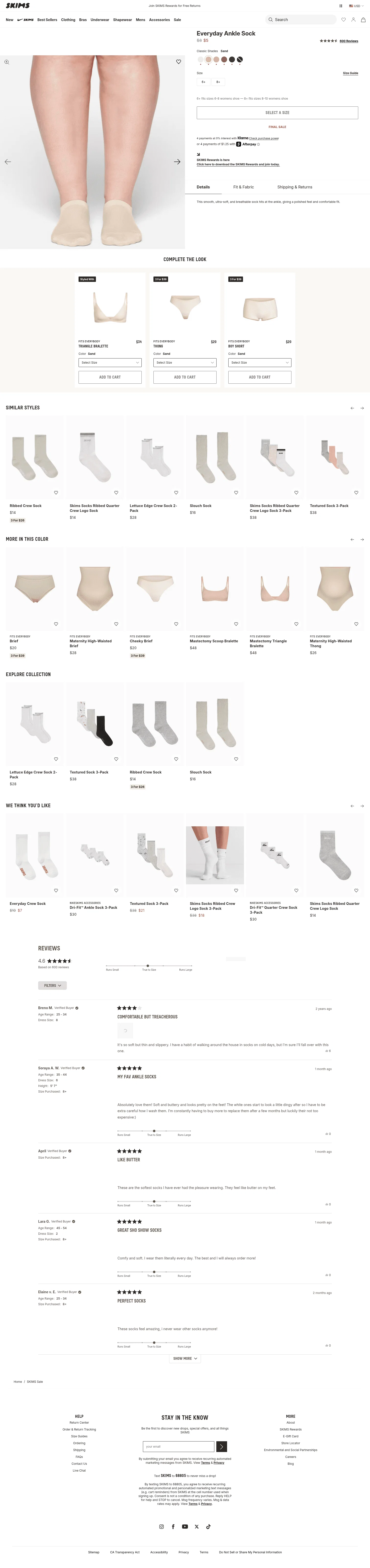 skims.com/products/everyday-ankle-sock-sand on desktop
