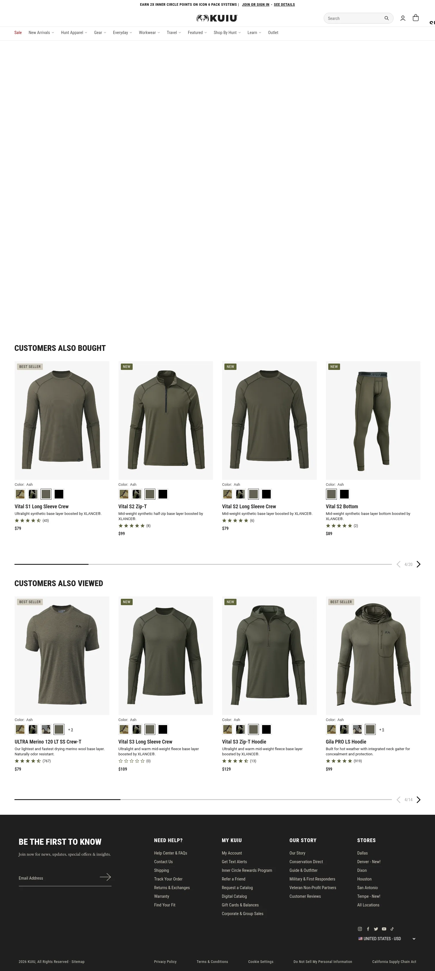 kuiu.com/products/vital-s1-short-sleeve-crew-ash on desktop