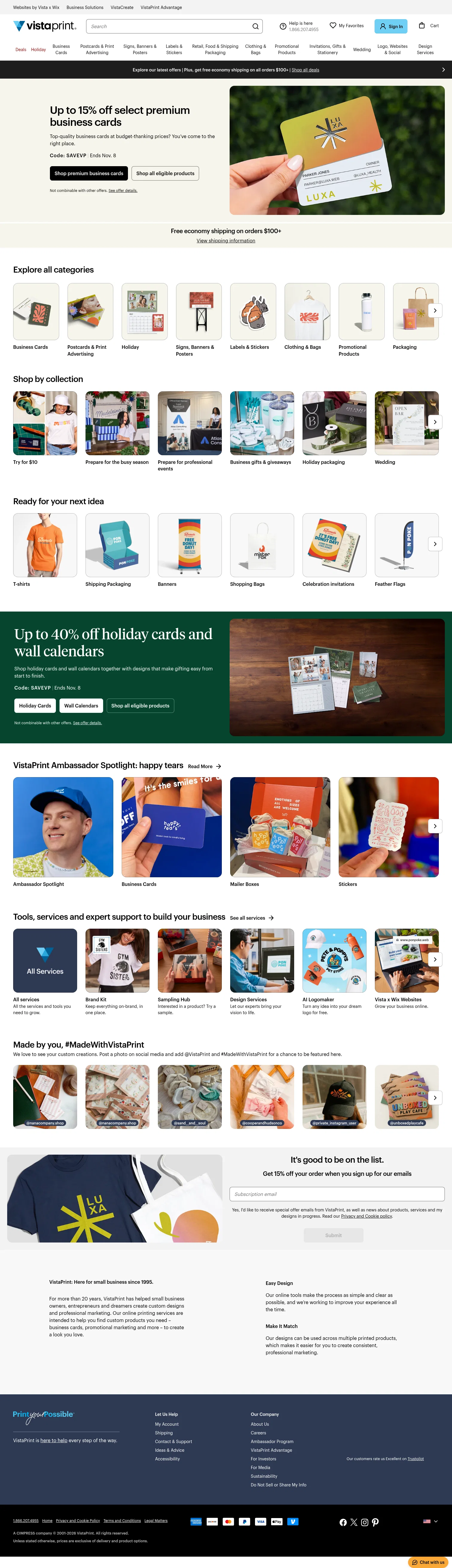 vistaprint.com on desktop