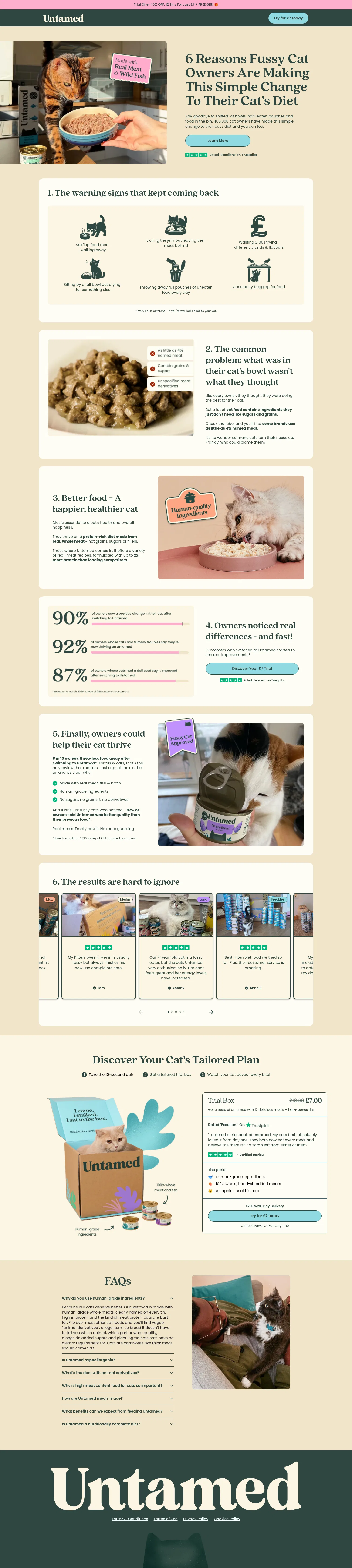 untamed.com/pages/6-reasons-fussy on desktop, full screenshot