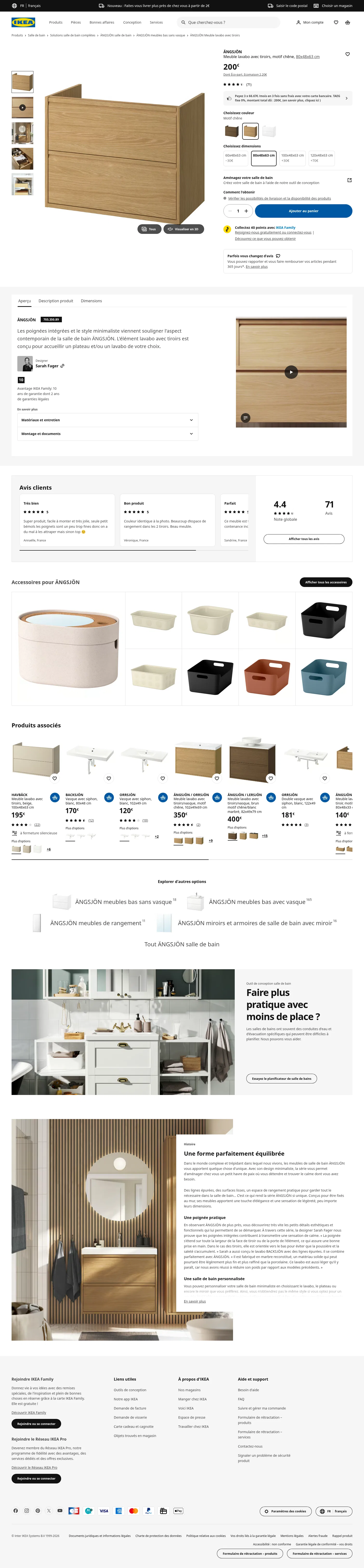 ikea.com/fr/fr/p/aengsjoen-meuble-lavabo-avec-tiroirs-motif-chene-70535089 on desktop, full screenshot