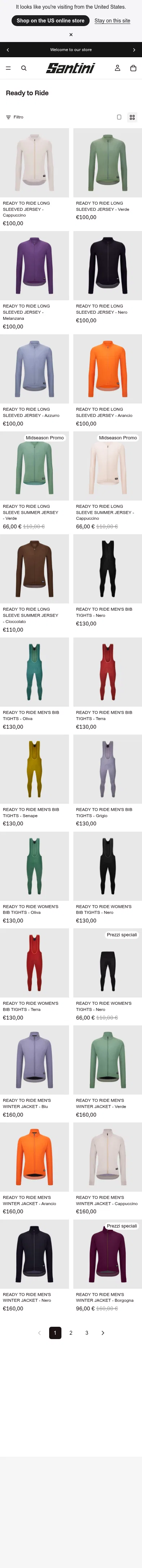santinicycling.com/collections/ready-to-ride on mobile, full screenshot