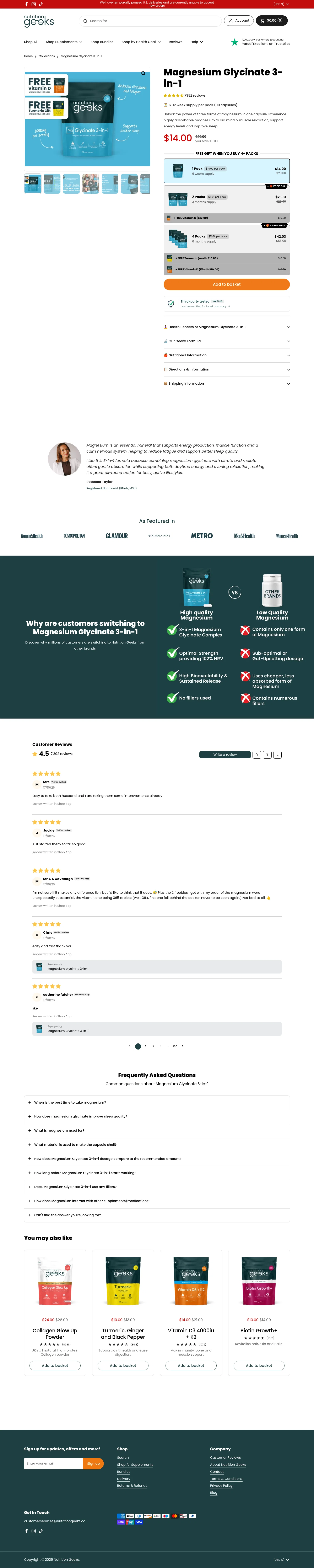 Nutrition Geeks landing page