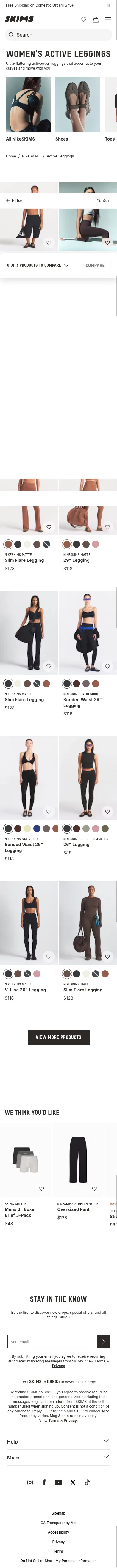 skims.com/collections/nikeskims-tights-leggings on mobile, full screenshot