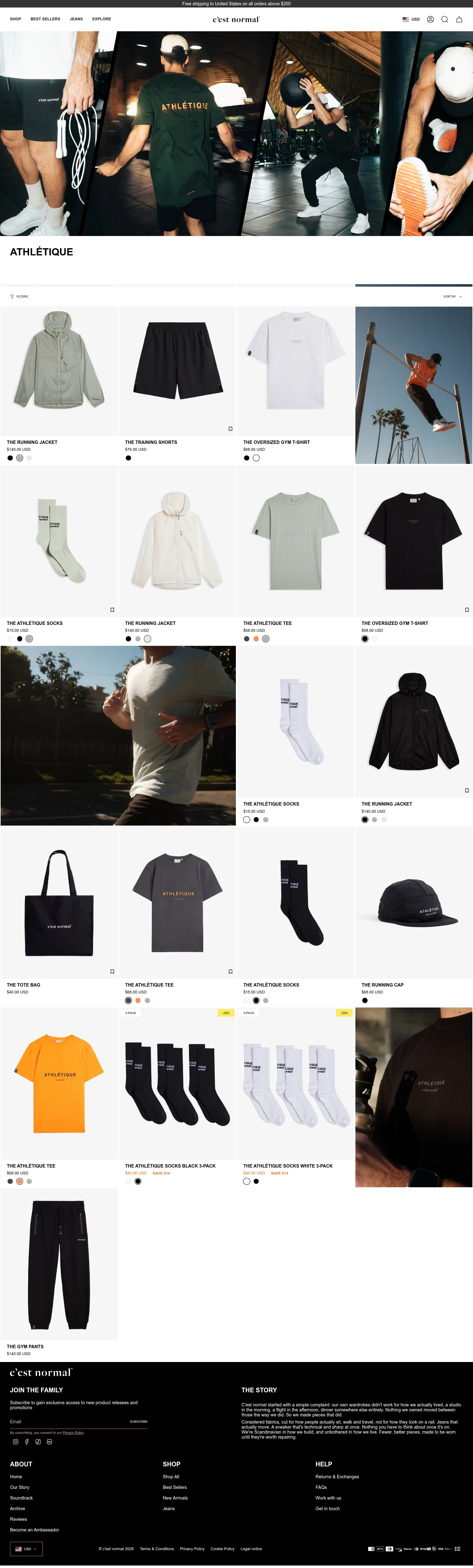 cestnormal.com/collections/athletique on desktop, full screenshot