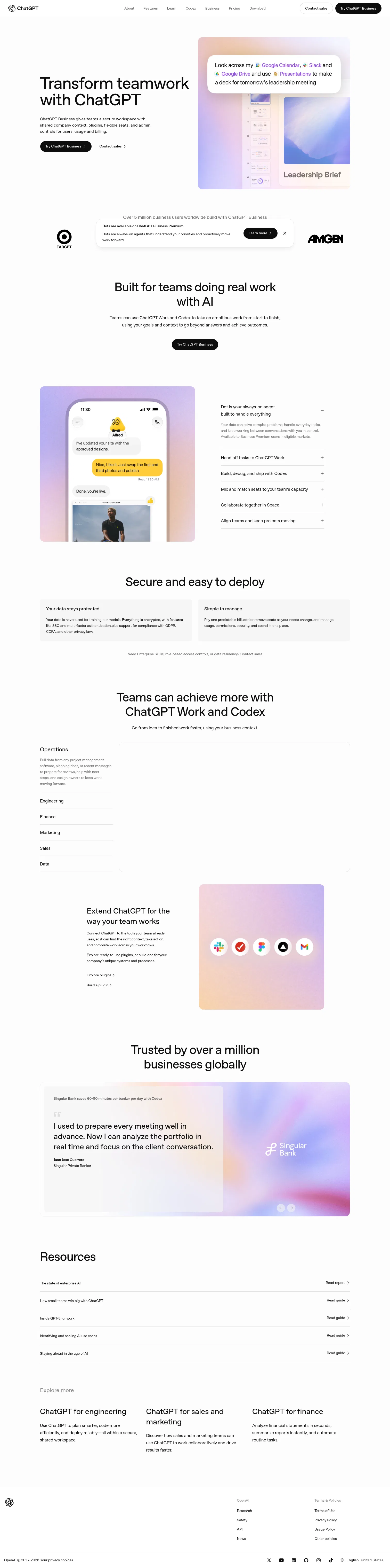 chatgpt.com/business on desktop, full screenshot