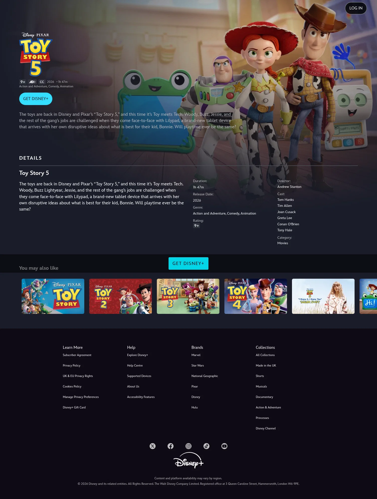 Disney+ landing page