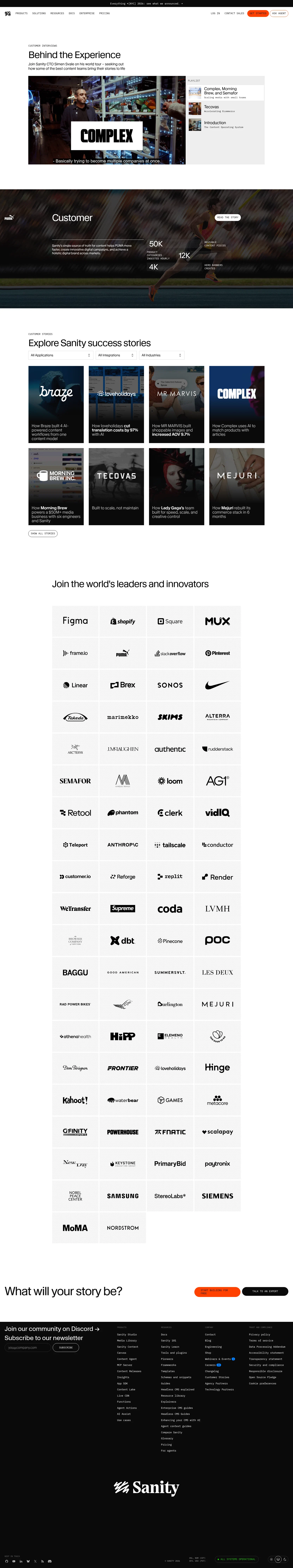 sanity.io/customers on desktop