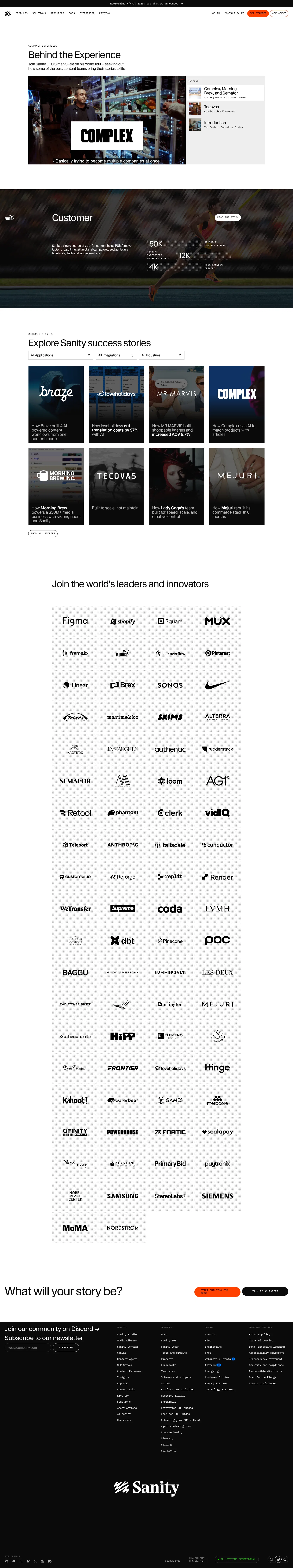 sanity.io/customers on desktop, full screenshot