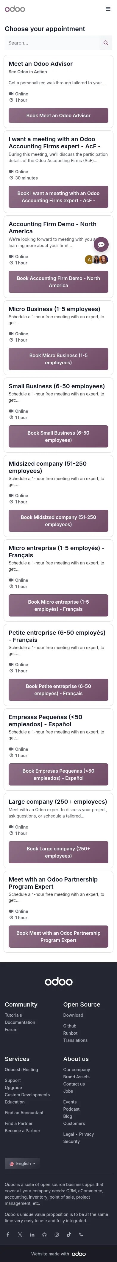 odoo.com/appointment on mobile