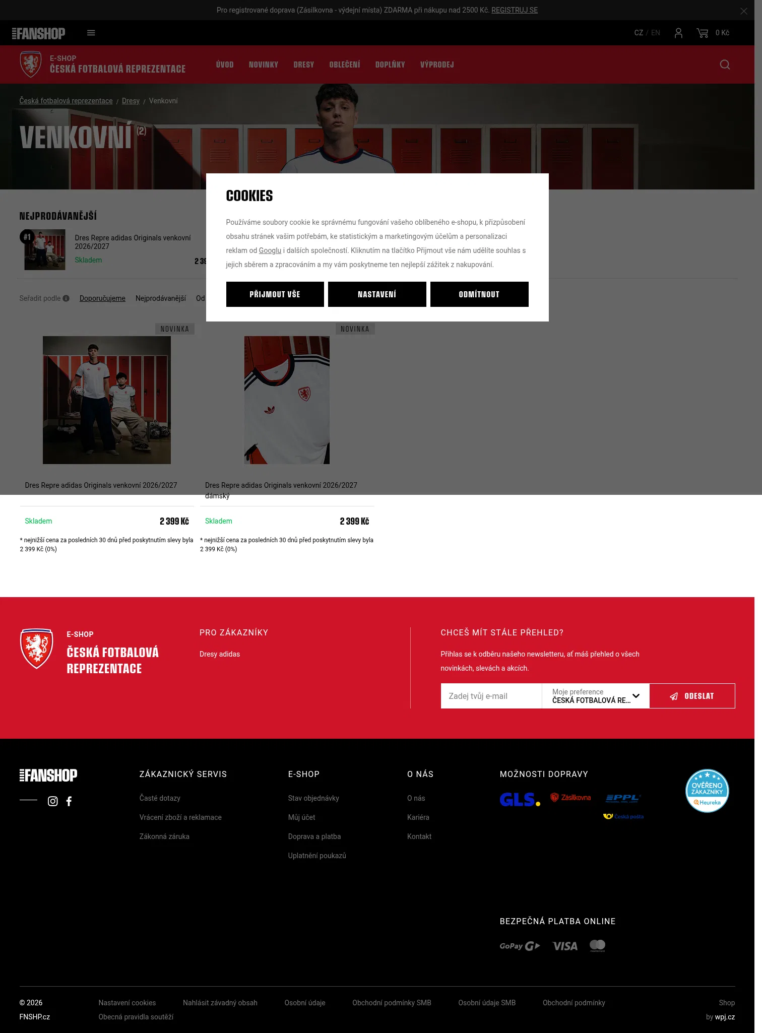 fnshp.cz/ceska-fotbalova-reprezentace_k7/dresy_k35/venkovni_k1334 on desktop, full screenshot