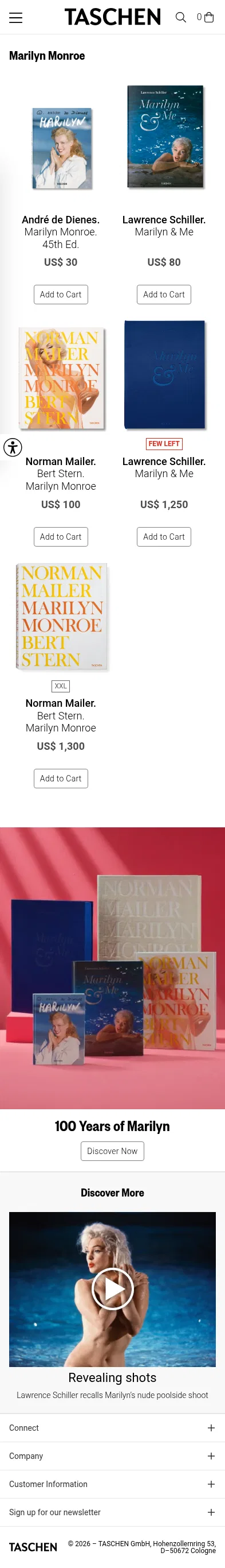 taschen.com/en/collection/marilyn-monroe on mobile, full screenshot