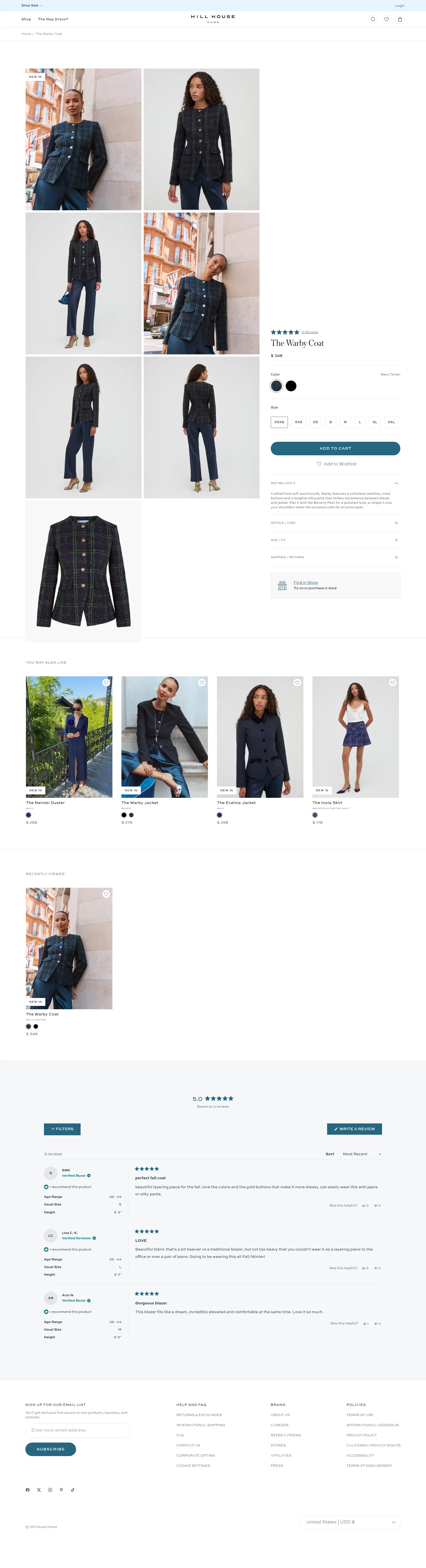 hillhousehome.com/products/the-warby-coat-navy-tartan on desktop