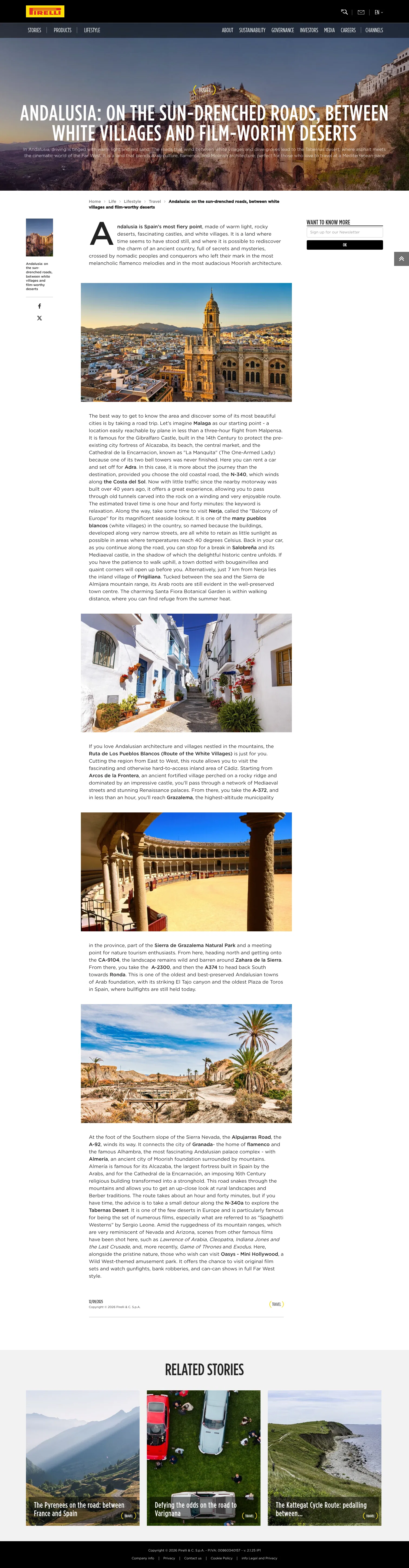 pirelli.com/global/en-ww/life/lifestyle/travel/andalusia-on-the-road-177036 on desktop, full screenshot