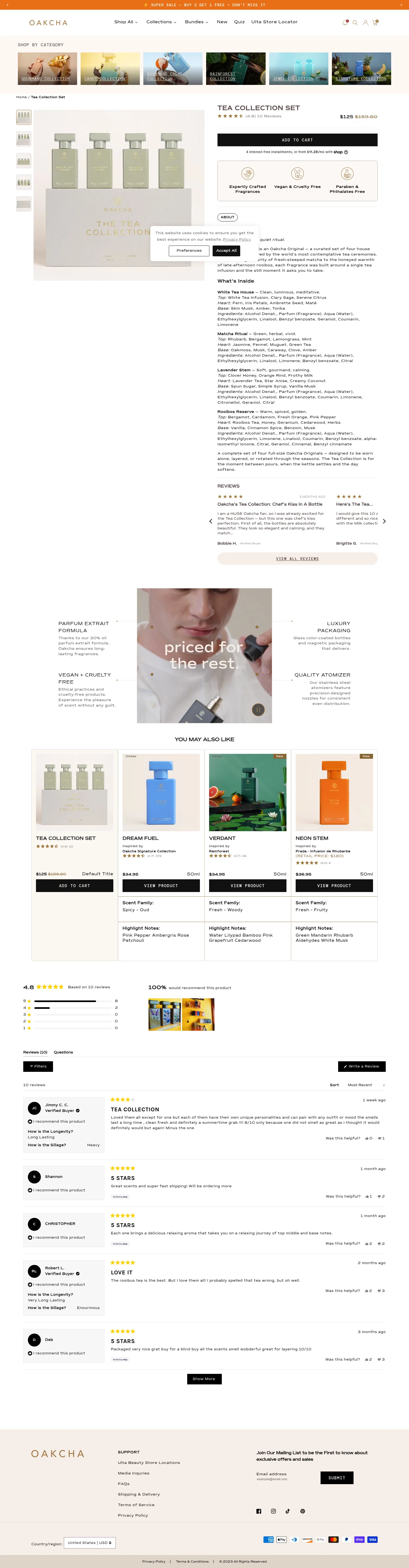 oakcha.com/products/tea-collection-set on desktop, full screenshot