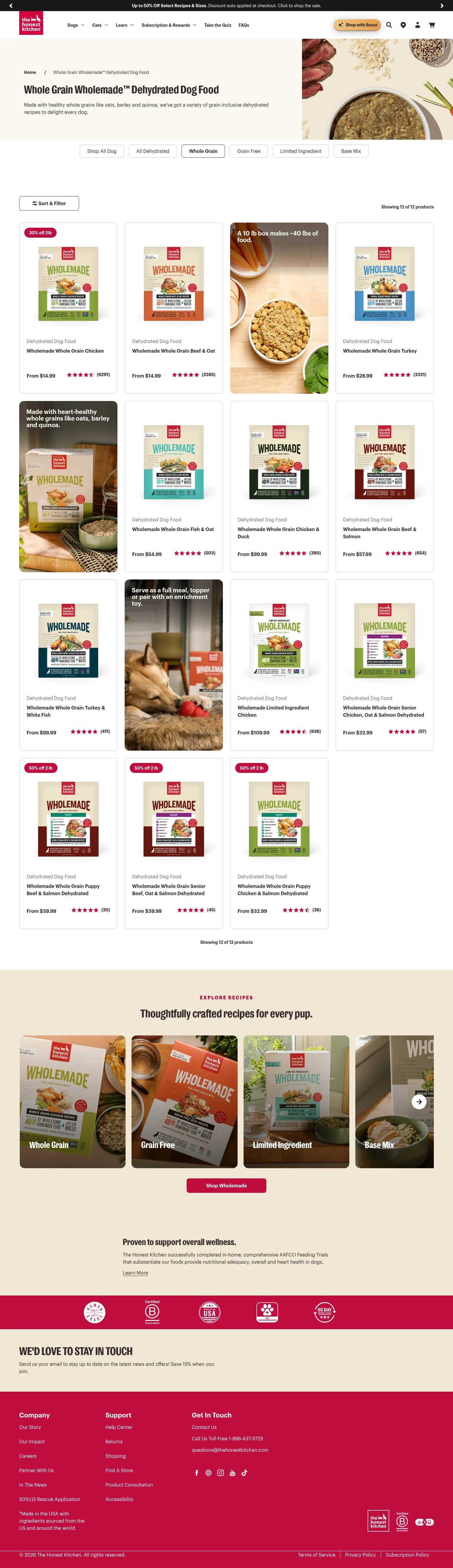 thehonestkitchen.com/collections/shop-whole-grain-dehydrated-dog-food on desktop