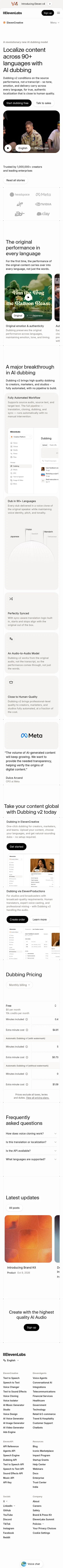 elevenlabs.io/dubbing-studio on mobile