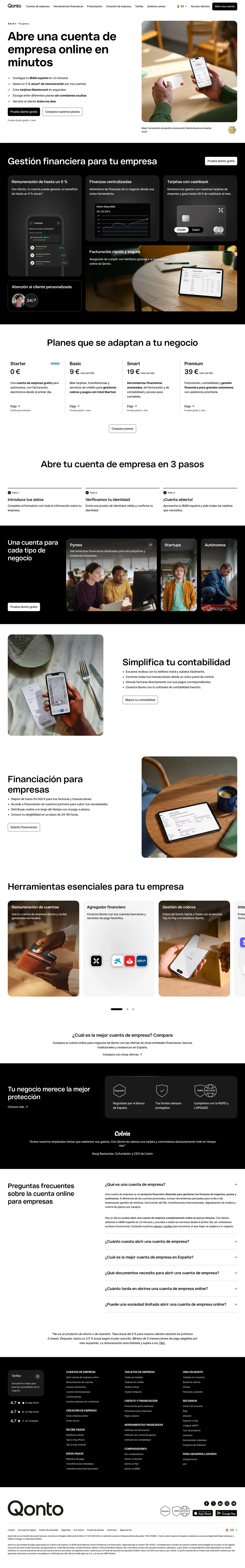Qonto landing page