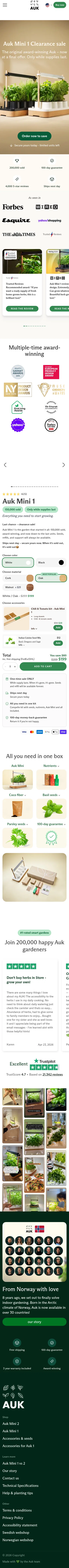 auk.com/pages/auk-mini-1-sale on mobile, full screenshot