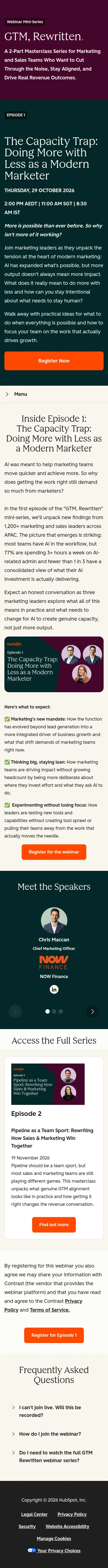 offers.hubspot.com/the-marketing-capacity-trap-webinar on mobile, full screenshot