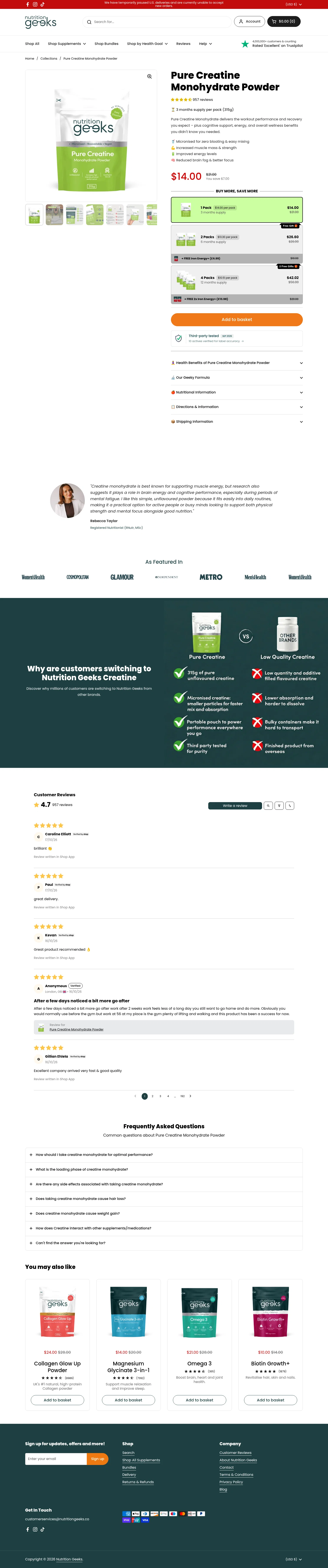 Nutrition Geeks landing page