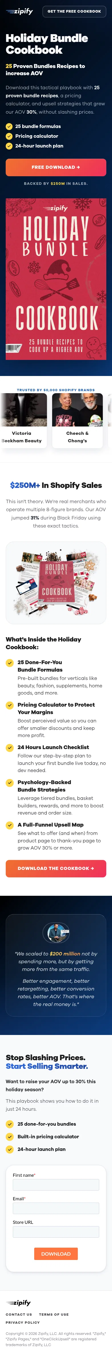 lp.zipify.com/holiday-bundle-cookbook-opt-in on mobile, full screenshot