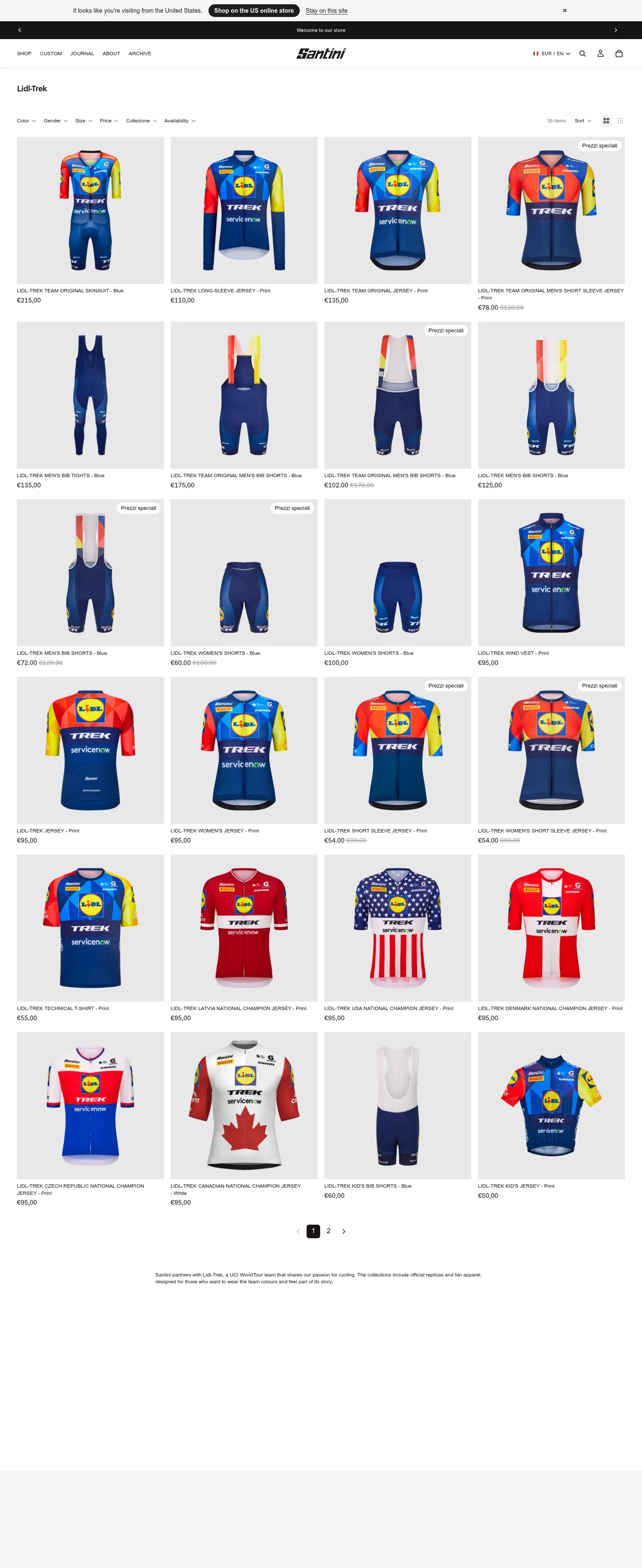 santinicycling.com/en/collections/lidl-trek on desktop