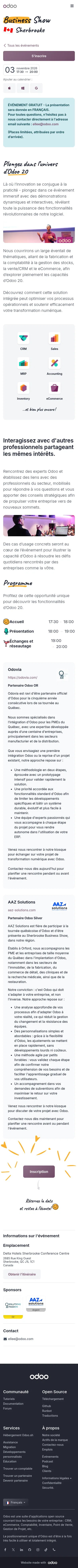 odoo.com/fr_FR/event/sherbrooke-business-show-12592/register on mobile, full screenshot