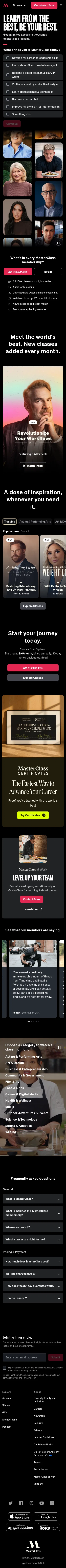 masterclass.com on mobile