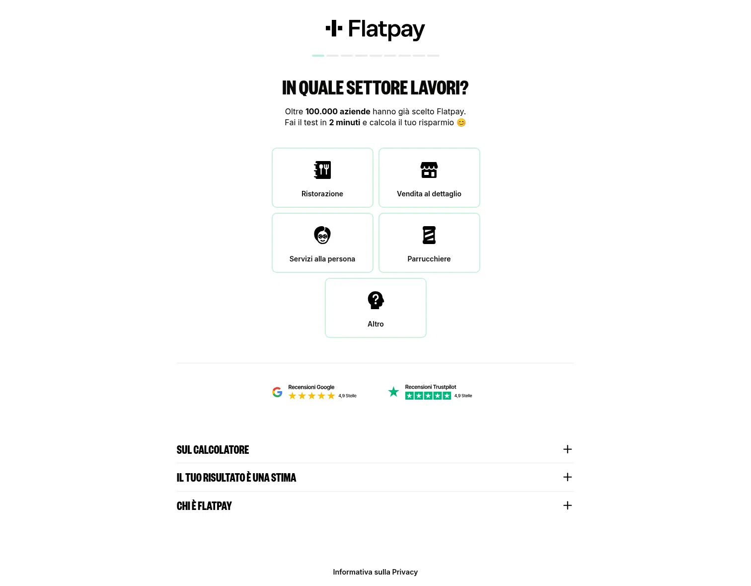 flow.flatpay.com/meta-inizia on desktop, full screenshot
