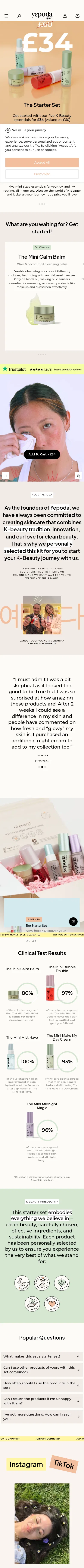 yepoda.co.uk/pages/save-on-the-starter-set on mobile, full screenshot