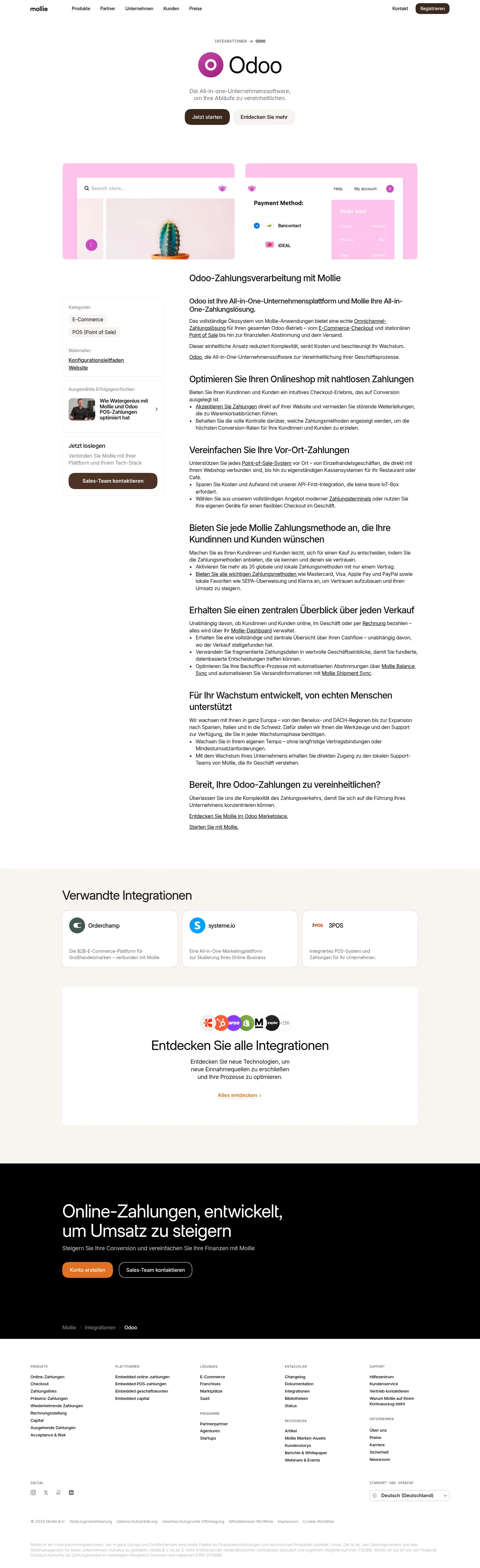 mollie.com/de/integrations/odoo on desktop