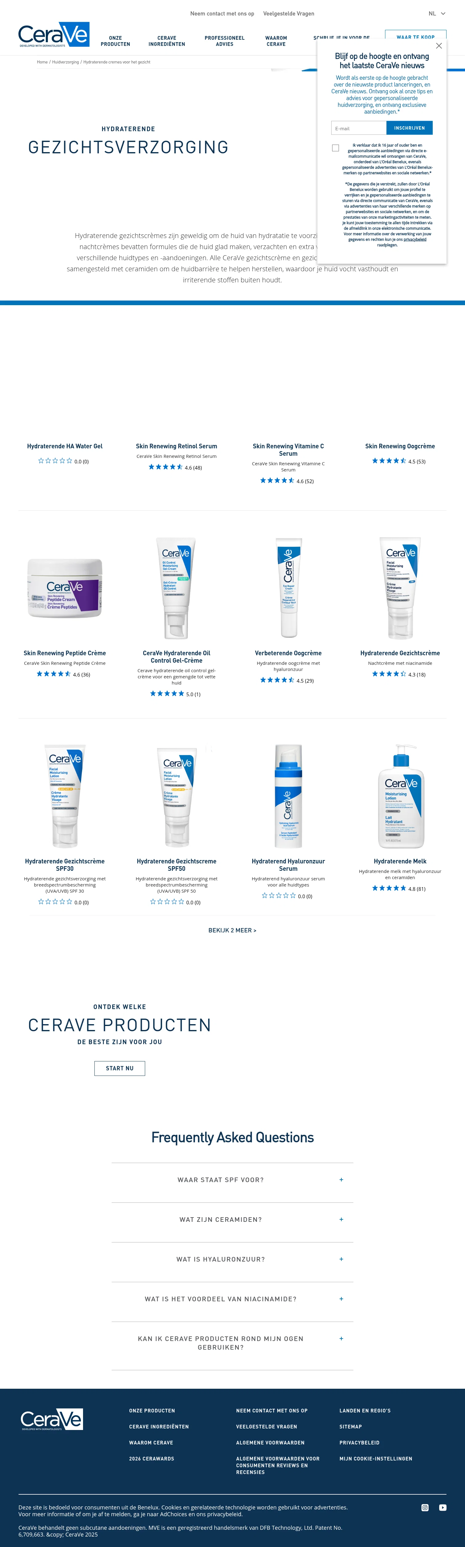 cerave.be/nl-be/huidverzorging/hydraterende-cremes-voor-het-gezicht on desktop
