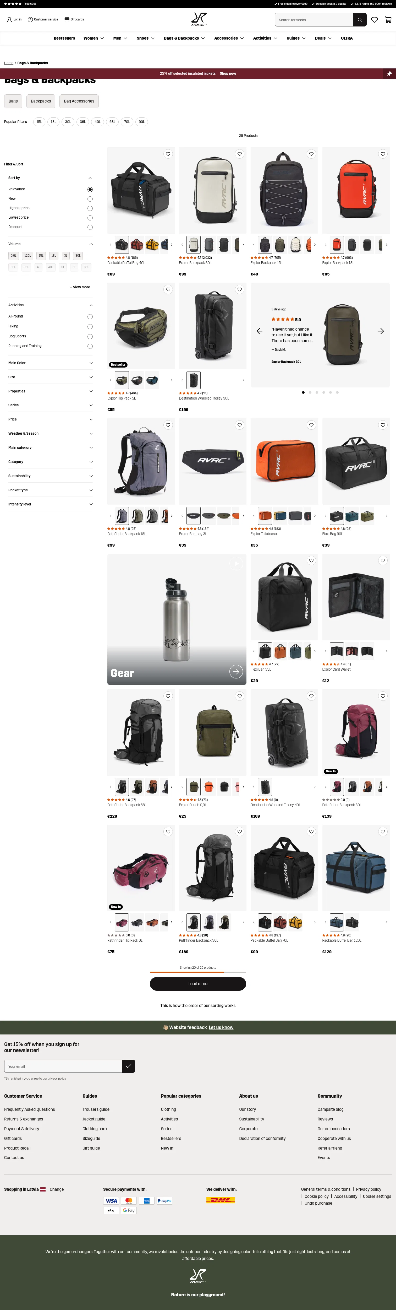 revolutionrace.eu/bags-backpacks on desktop