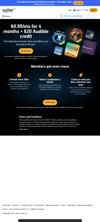 audible.com/ep/prime-big-deal-days on mobile, full screenshot