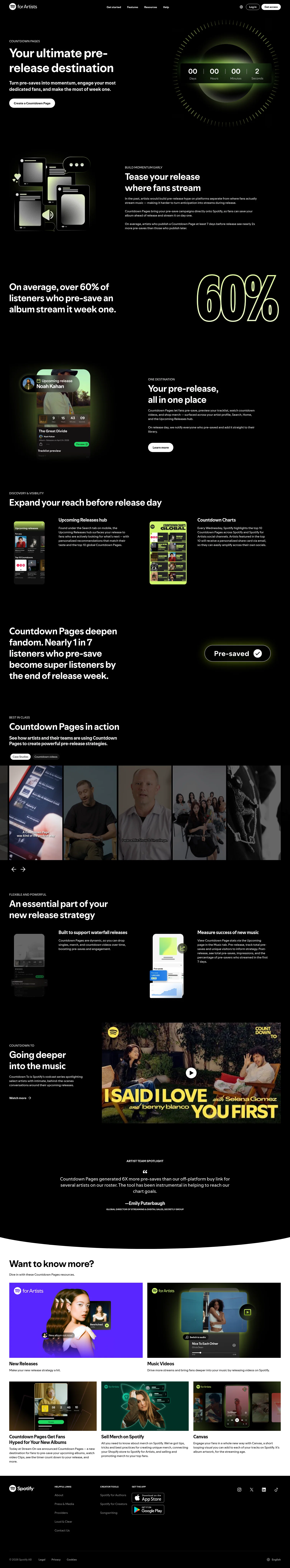 artists.spotify.com/countdown-pages on desktop
