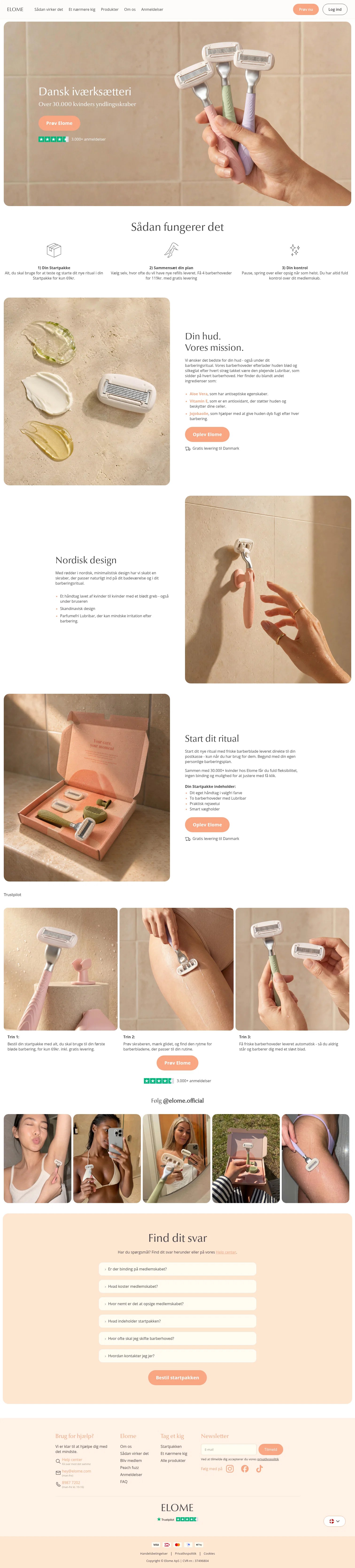 Elome landing page