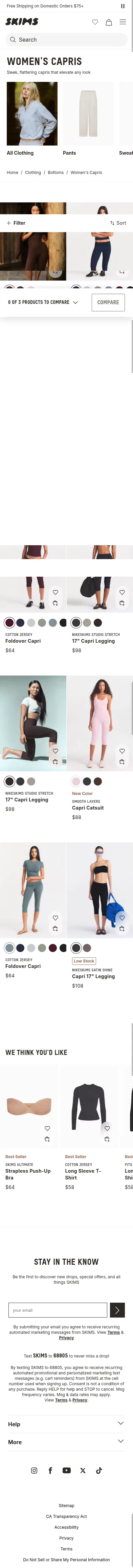 skims.com/collections/capris on mobile, full screenshot