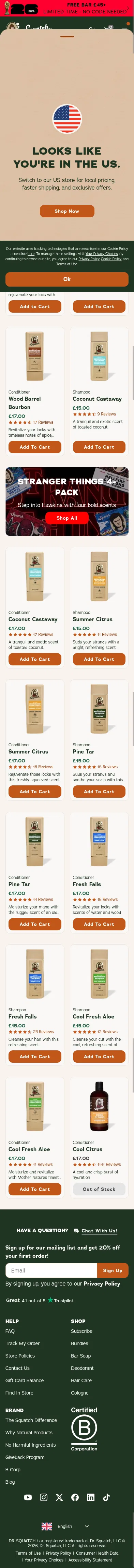 intl.drsquatch.com/collections/hair-care on mobile, full screenshot