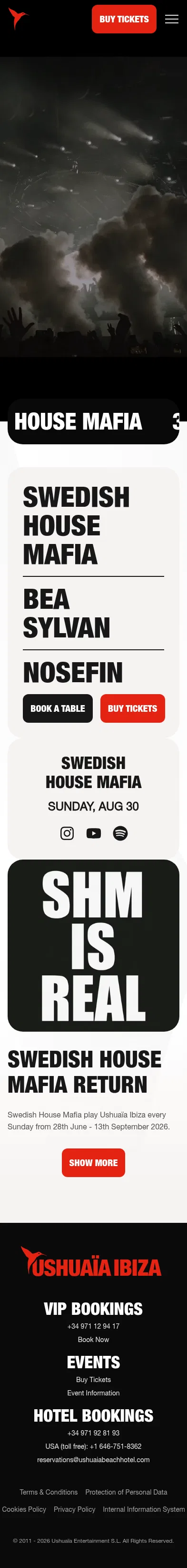 theushuaiaexperience.com/club/en/events/2026/swedish-house-mafia/2026-08-30 on mobile, full screenshot